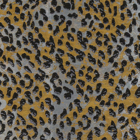 Metallic Black, Gold and Silver Leopard Patterned Luxury Brocade