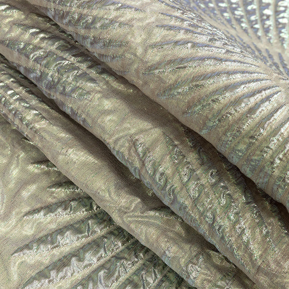 Metallic Iridescent Gold, Mint and Pink Abstract Luxury Brocade