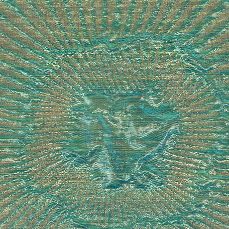 Metallic Iridescent Turquoise, Yellow and Pink Abstract Luxury Brocade