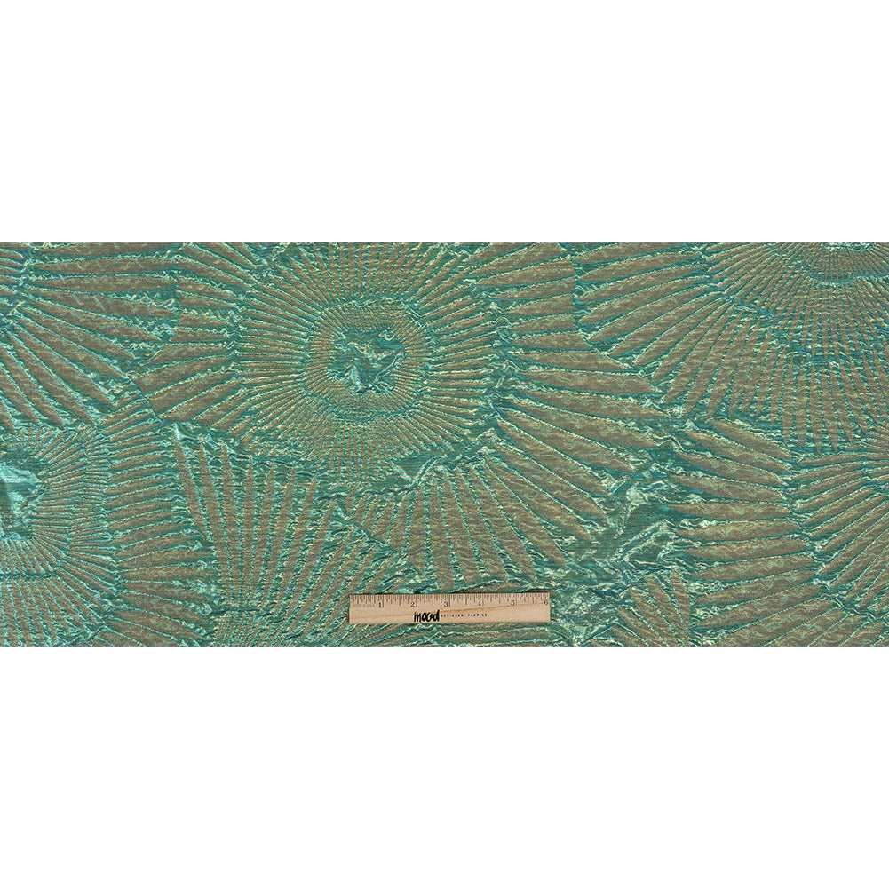 Metallic Iridescent Turquoise, Yellow and Pink Abstract Luxury Brocade