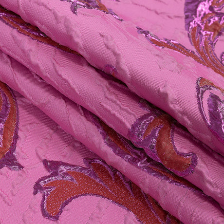Metallic Magenta, Red and Hot Pink Scrolls Luxury Brocade