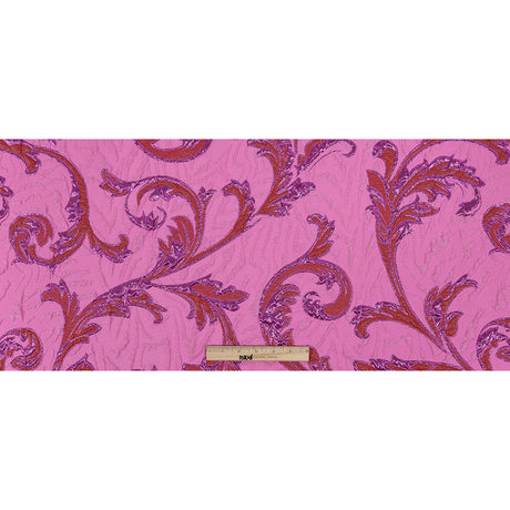 Metallic Magenta, Red and Hot Pink Scrolls Luxury Brocade