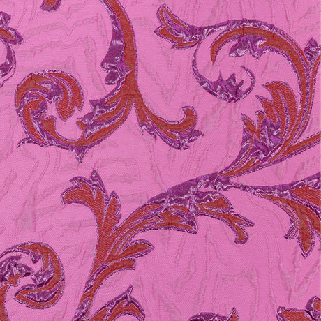 Metallic Magenta, Red and Hot Pink Scrolls Luxury Brocade