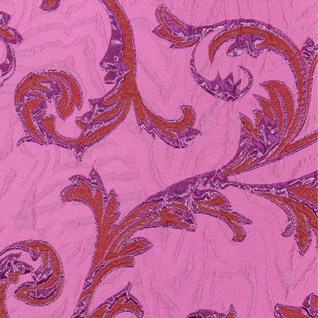 Metallic Magenta, Red and Hot Pink Scrolls Luxury Brocade