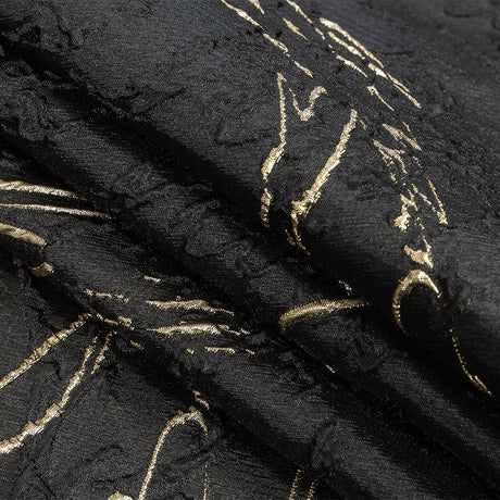 Metallic Gold and Black Floral Silhouettes Luxury Brocade