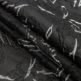 Metallic Silver and Black Floral Silhouettes Luxury Brocade