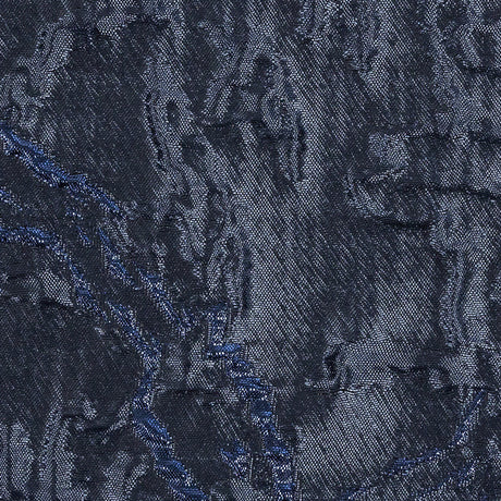 Metallic Royal and Navy Blue Floral Silhouettes Luxury Brocade