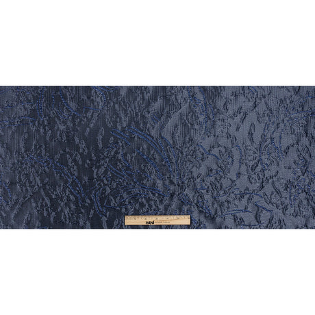 Metallic Royal and Navy Blue Floral Silhouettes Luxury Brocade