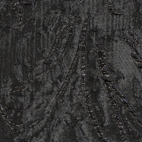 Metallic Black Floral Silhouettes Luxury Brocade