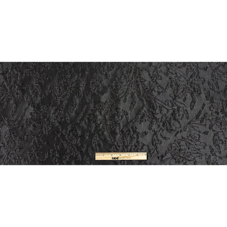 Metallic Black Floral Silhouettes Luxury Brocade
