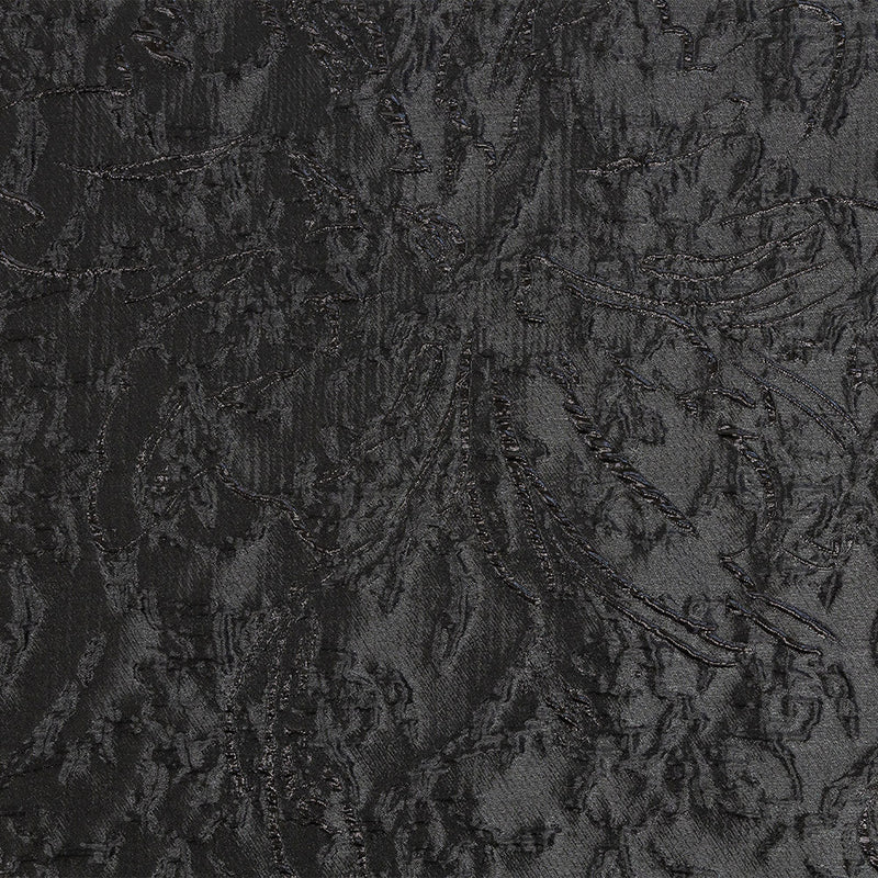 Metallic Black Floral Silhouettes Luxury Brocade