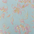 Metallic Gold, Aqua and Orchid Pink Floral Luxury Brocade
