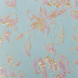 Metallic Gold, Aqua and Orchid Pink Floral Luxury Brocade