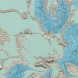 Metallic Gunmetal, Seafoam and Sky Blue Floral Luxury Brocade