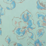 Metallic Gunmetal, Seafoam and Sky Blue Floral Luxury Brocade