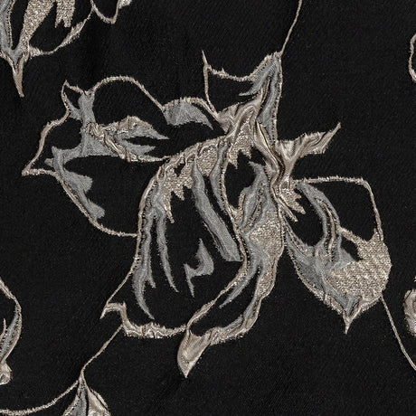 Metallic Silver, Black and Gray Floral Luxury Brocade
