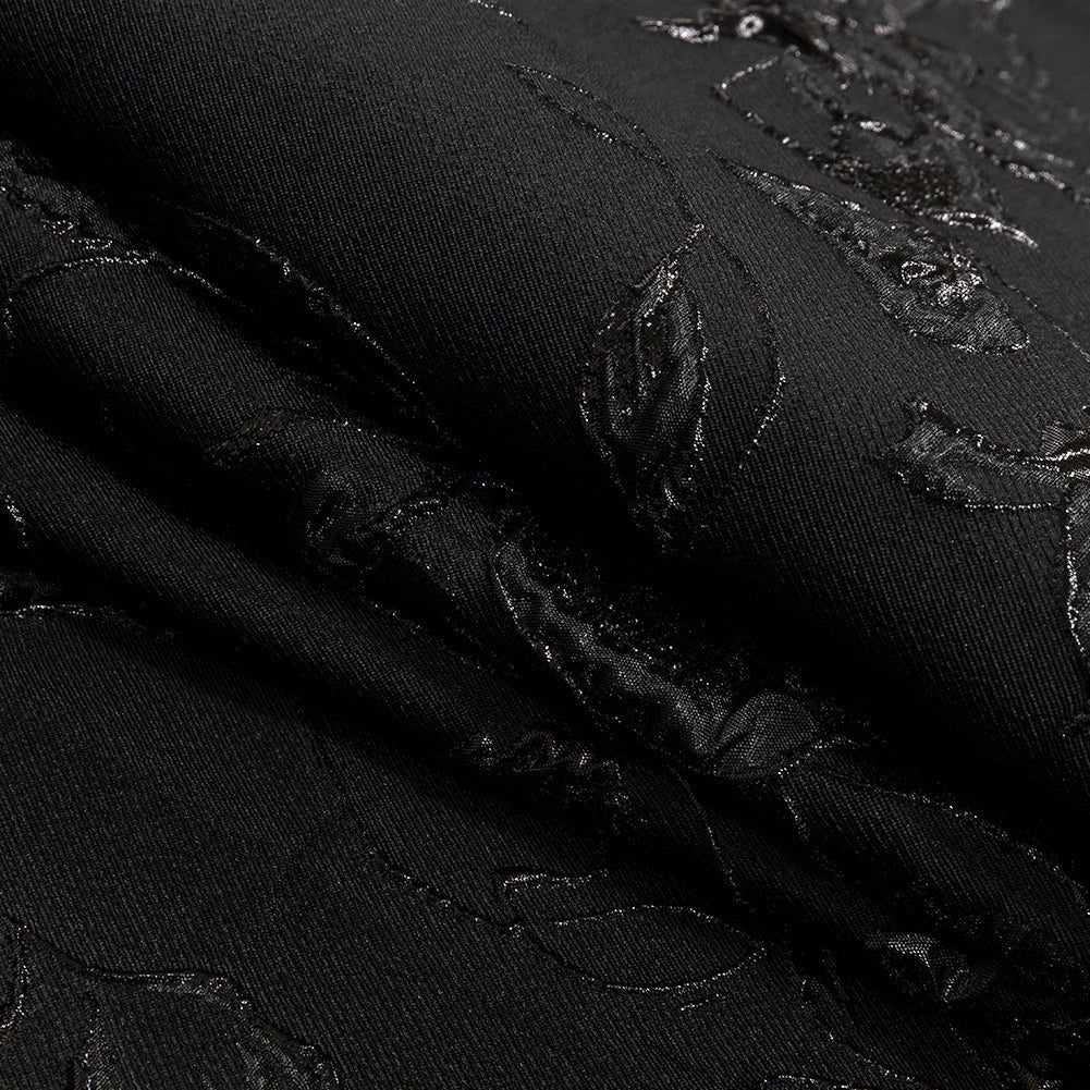 Metallic Black Floral Luxury Brocade