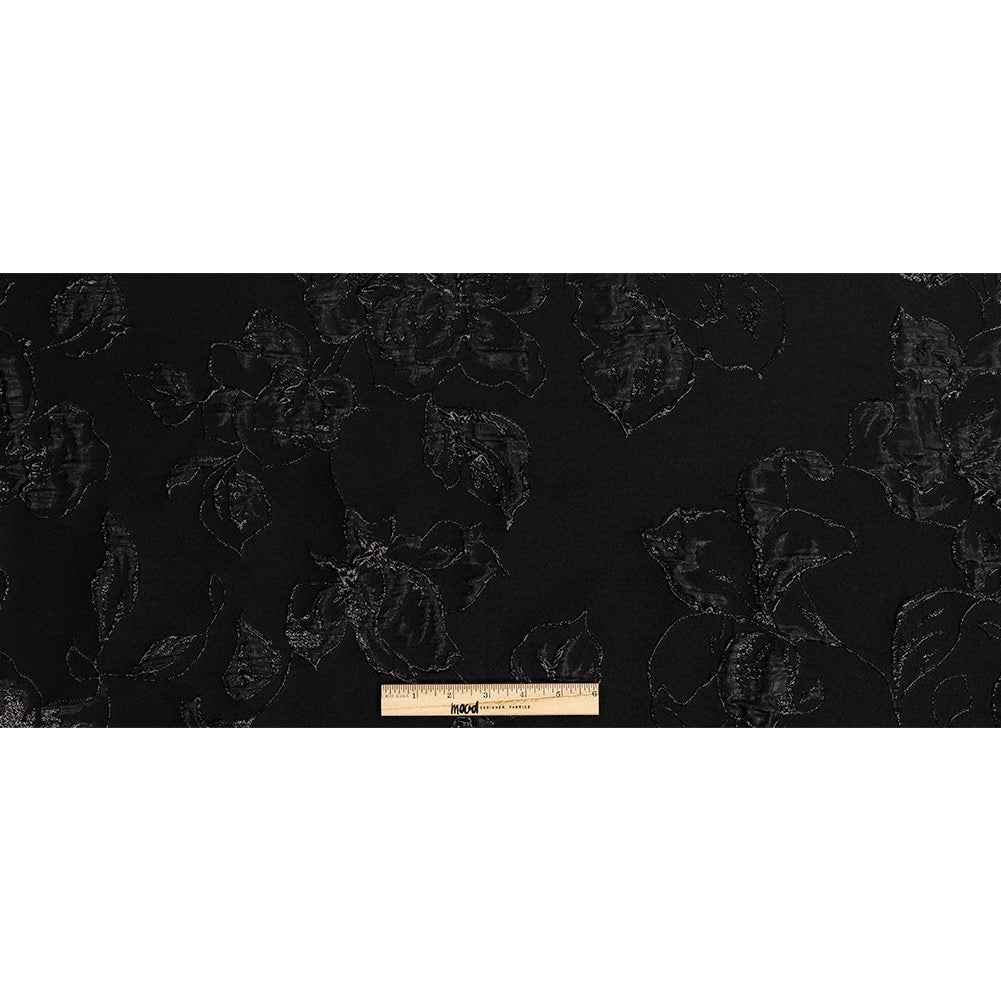 Metallic Black Floral Luxury Brocade