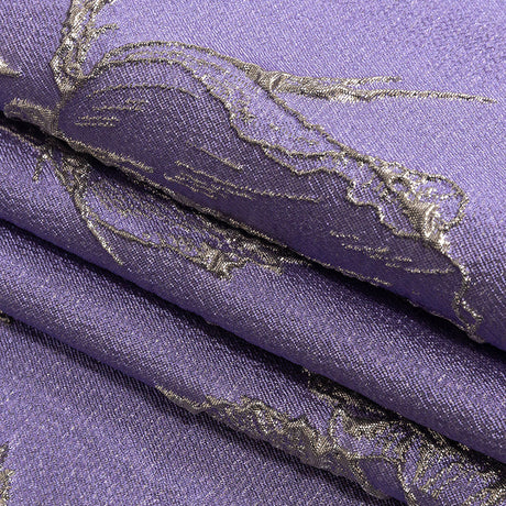 Metallic Gunmetal and Lavender Floral Luxury Brocade