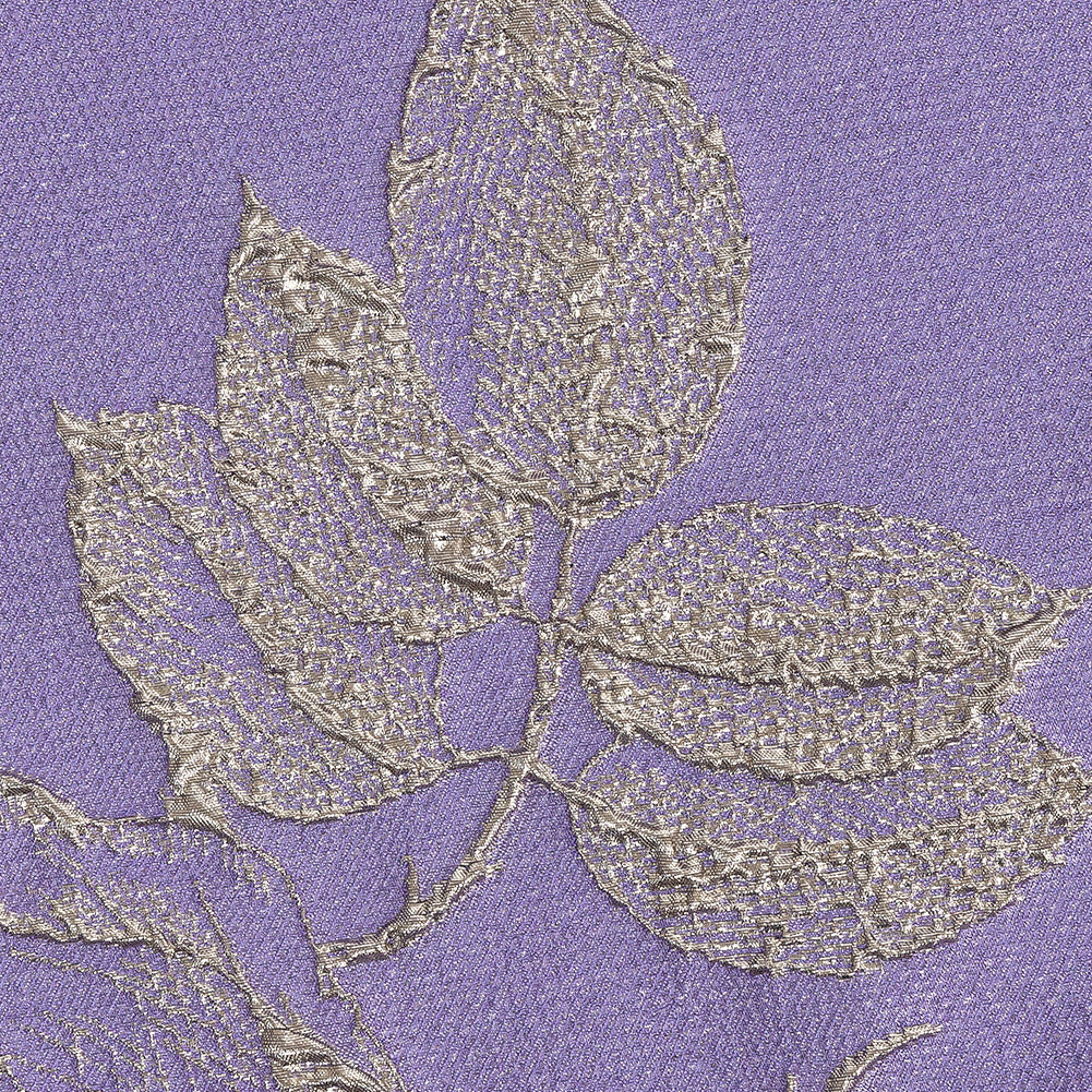 Metallic Gunmetal and Lavender Floral Luxury Brocade