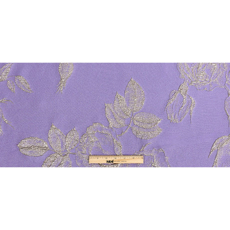 Metallic Gunmetal and Lavender Floral Luxury Brocade