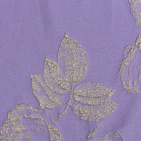Metallic Gunmetal and Lavender Floral Luxury Brocade