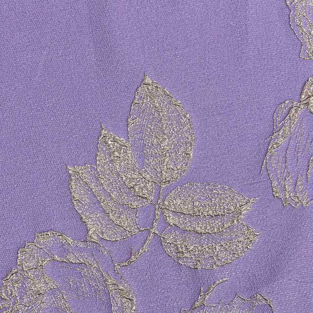 Metallic Gunmetal and Lavender Floral Luxury Brocade