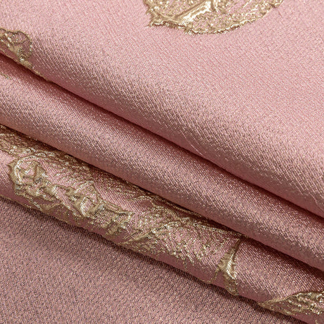 Metallic Gold and Pink Floral Luxury Brocade