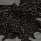 Metallic Black Floral Outlines Luxury Burnout Brocade