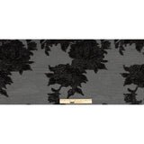 Metallic Black Floral Outlines Luxury Burnout Brocade