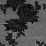 Metallic Black Floral Outlines Luxury Burnout Brocade