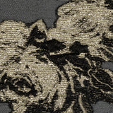 Metallic Gold and Black Floral Outlines Luxury Burnout Brocade