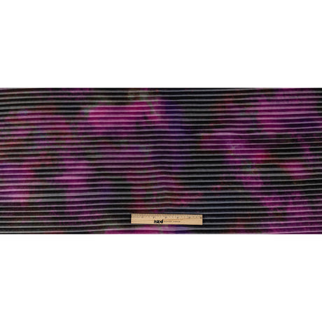 Accordion Pleated Organdy - Vivid Viola and Black Abstract
