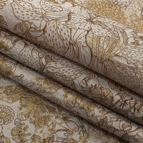 Metallic Antique Gold and Gray Floral Luxury Brocade