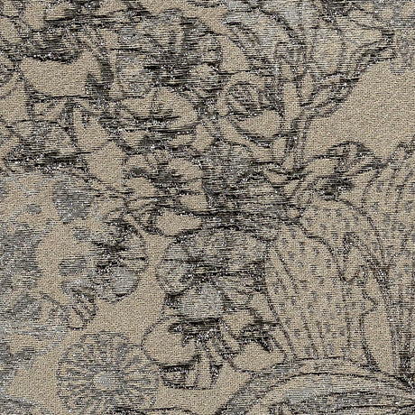 Metallic Gunmetal and Taupe Floral Luxury Brocade