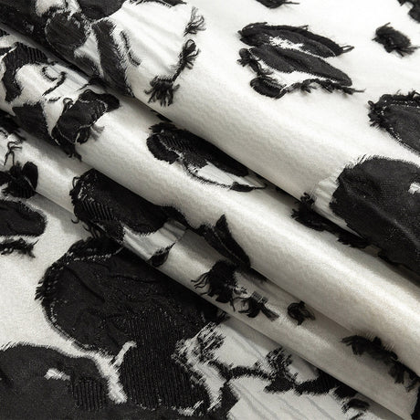 White and Black Floral Luxury Brocade