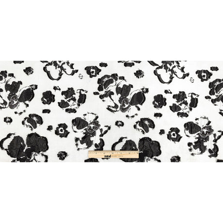 White and Black Floral Luxury Brocade