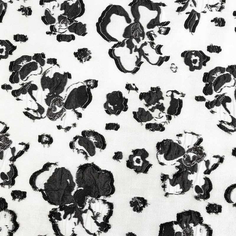 White and Black Floral Luxury Brocade