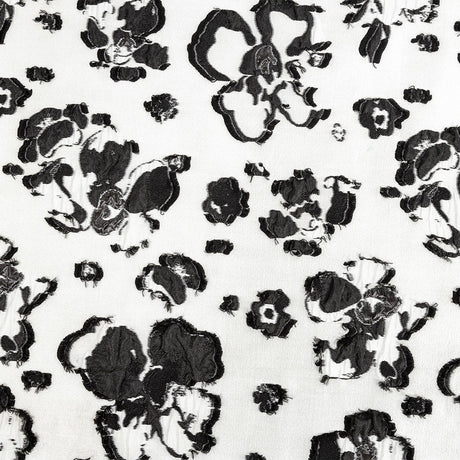White and Black Floral Luxury Brocade