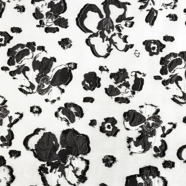 White and Black Floral Luxury Brocade