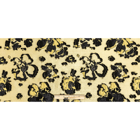 Gamboge and Black Floral Luxury Brocade