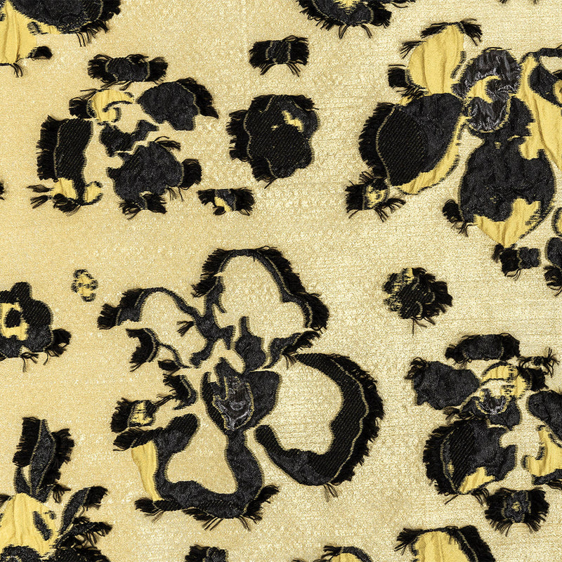 Gamboge and Black Floral Luxury Brocade