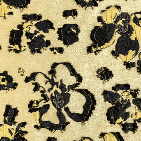 Gamboge and Black Floral Luxury Brocade