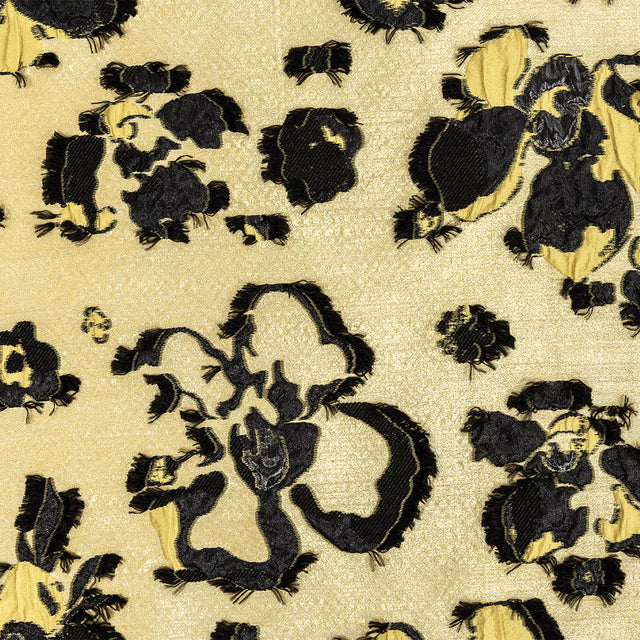 Gamboge and Black Floral Luxury Brocade