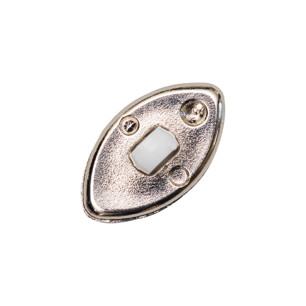 Italian White and Silver 2-Piece Plastic Teardrop Shank Back Button - 32L/20mm