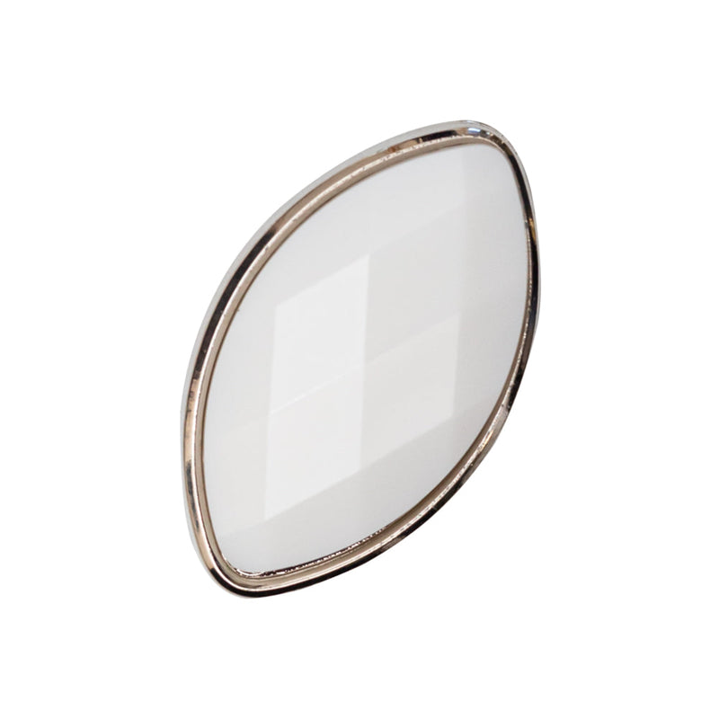 Italian White and Silver 2-Piece Plastic Teardrop Shank Back Button - 42L/27mm
