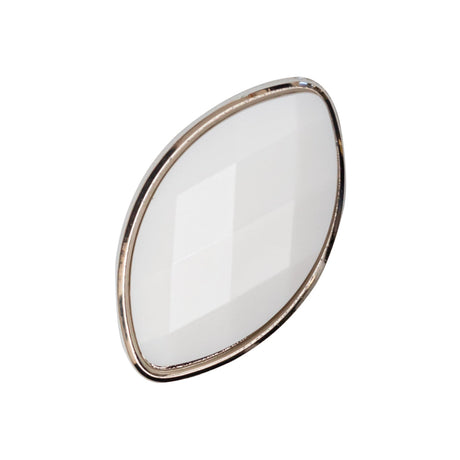 Italian White and Silver 2-Piece Plastic Teardrop Shank Back Button - 42L/27mm