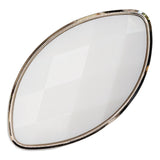 Italian White and Silver 2-Piece Plastic Teardrop Shank Back Button - 52L/33mm