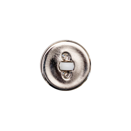 Italian White and Silver Round 2-Piece Shank Back Button - 24/15mm