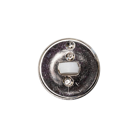 Italian White and Silver Round 2-Piece Shank Back Button - 30L/19mm